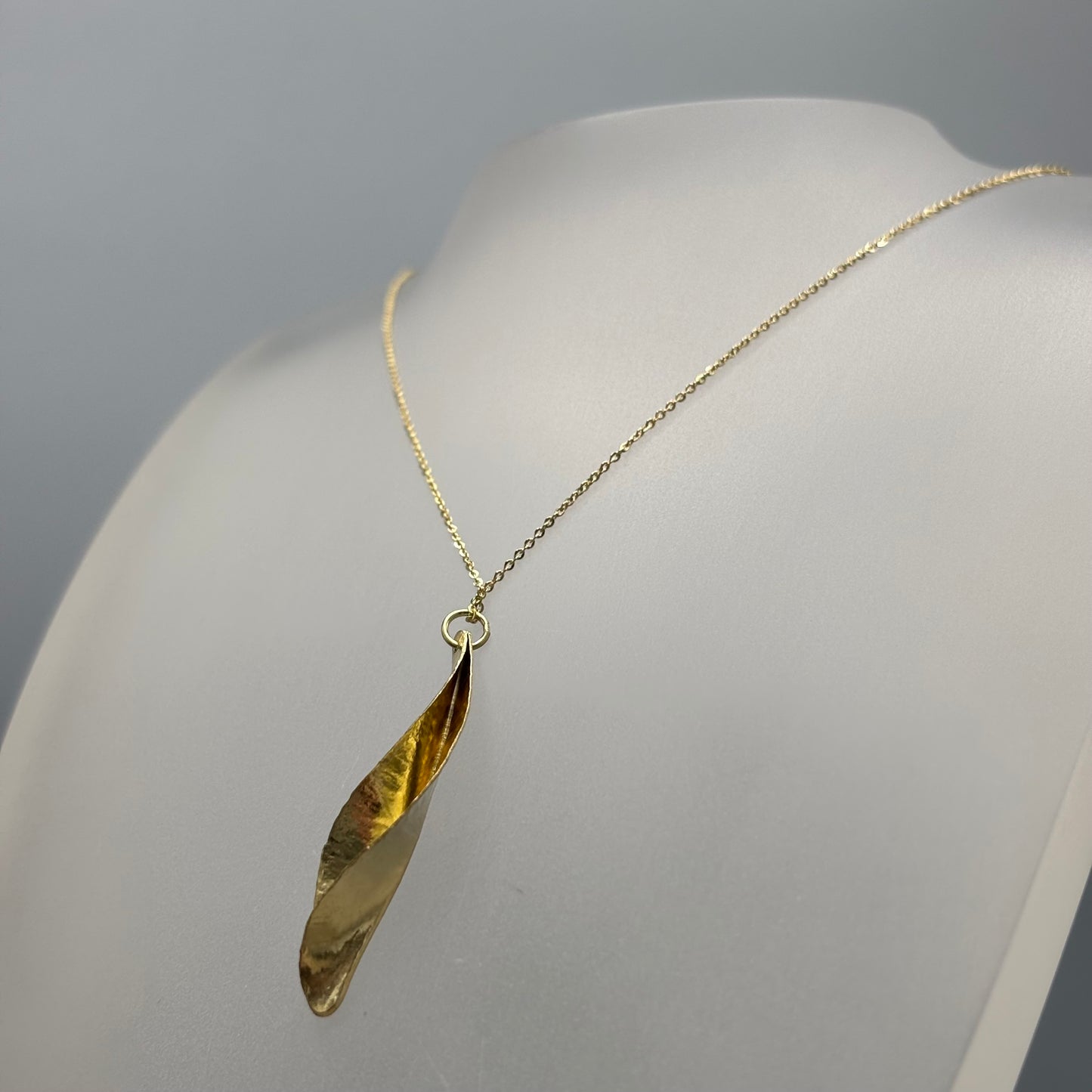 Victoria Sackwild – 38mm fine silver (yellow gold plated) Willow Leaf pendant