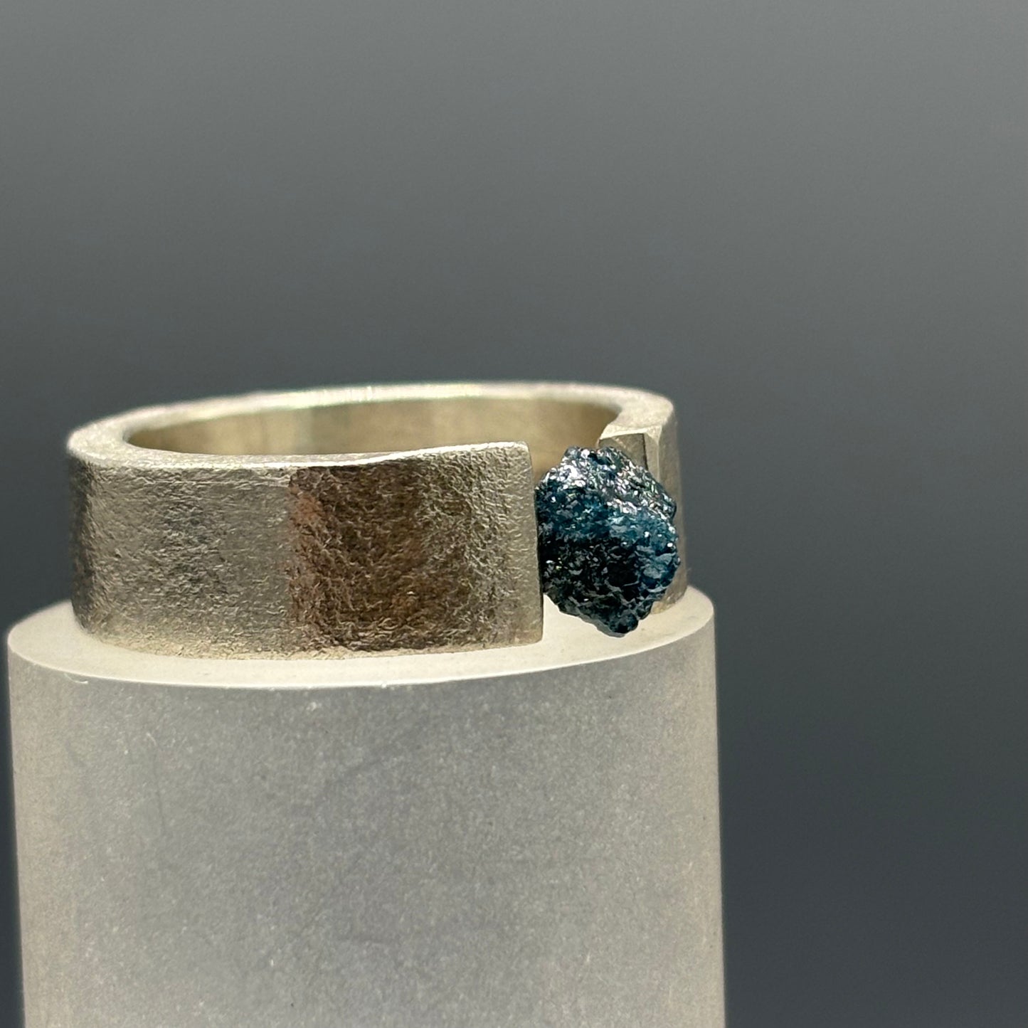 Anthony Feiler – Silver Ring with Rough Diamond (Size M)