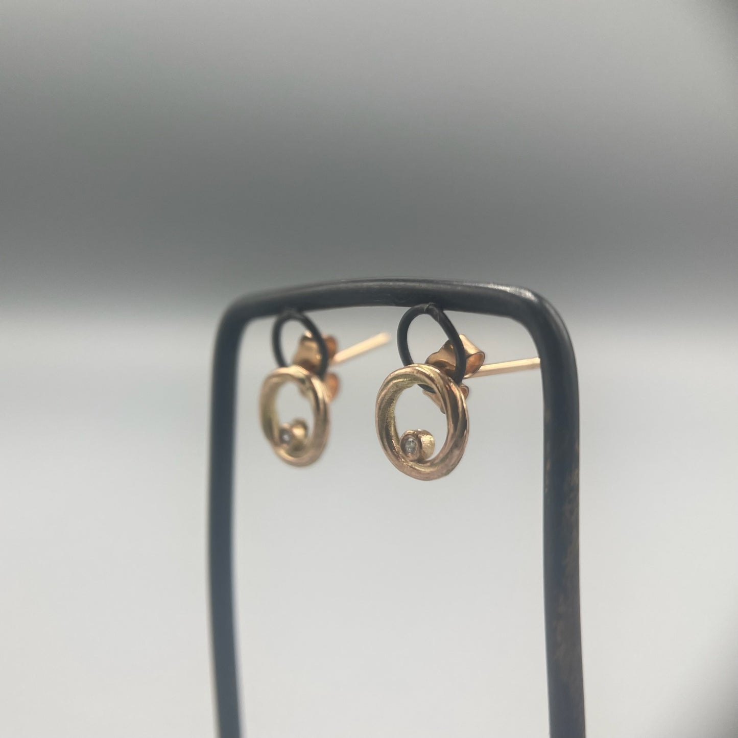 Alice Gow - Twist Continuum 9ct Rose Gold Studs with Diamond/Ruby