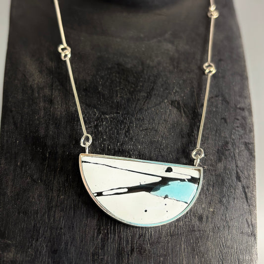 Judit Patkos – Blue Splash! Copper and Silver Enamel Statement Necklace