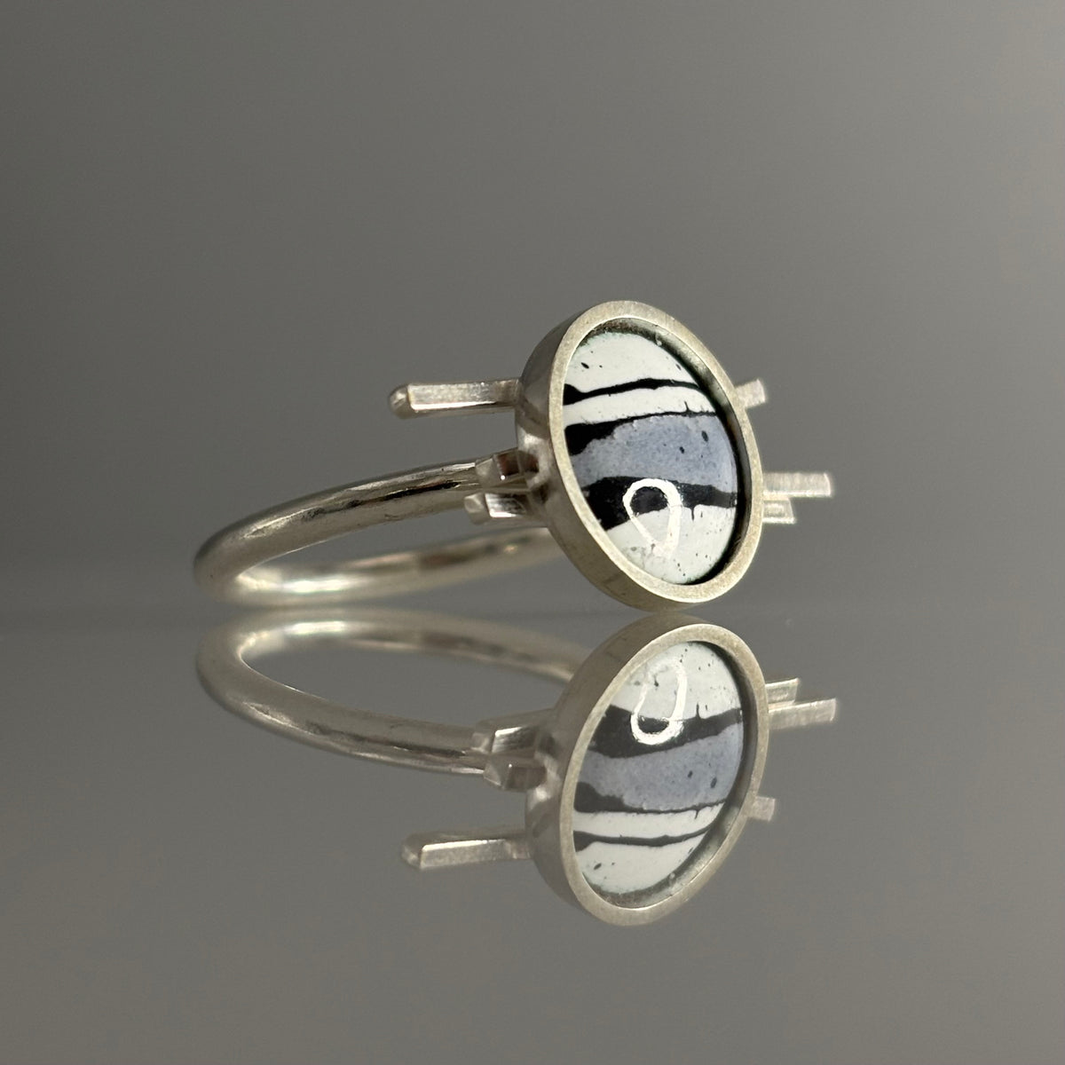 Judit Patkos Grey Splash! enamel ring, SKU JP14